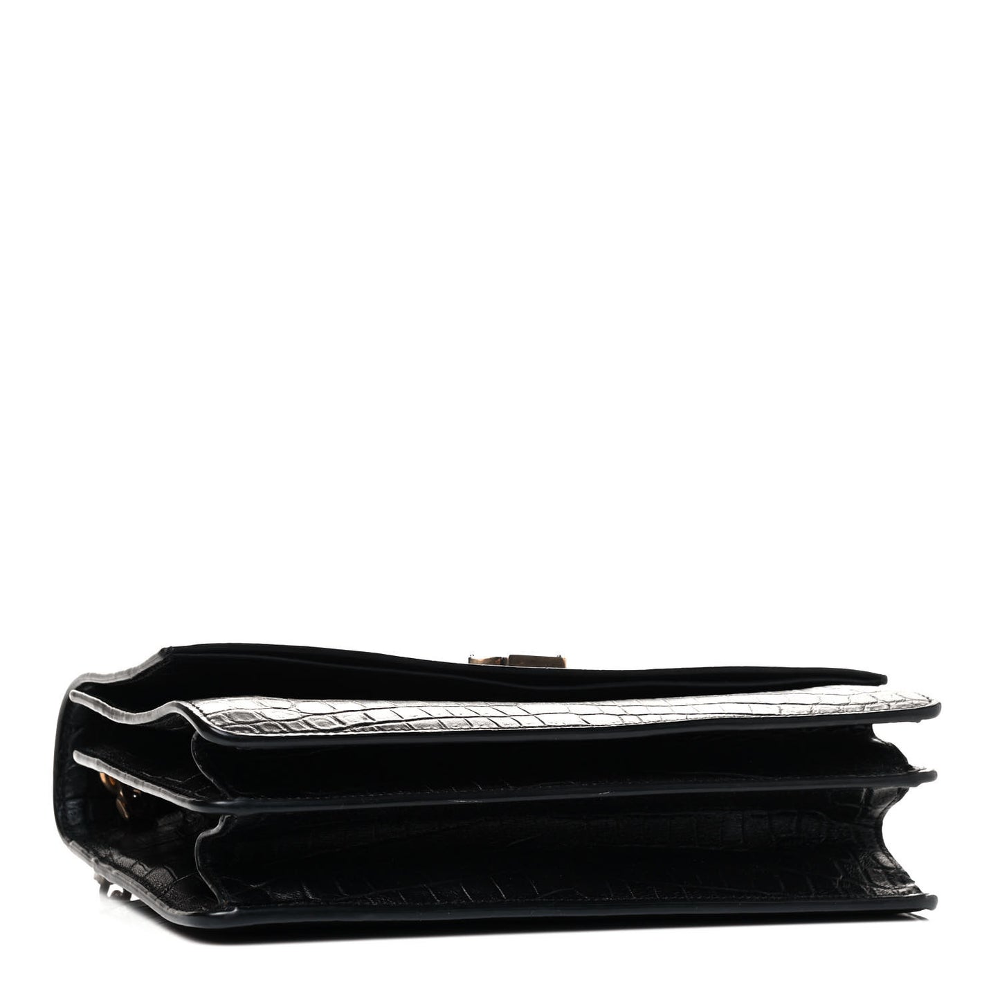 Calfskin Crocodile Embossed Monogram Medium Sunset Black