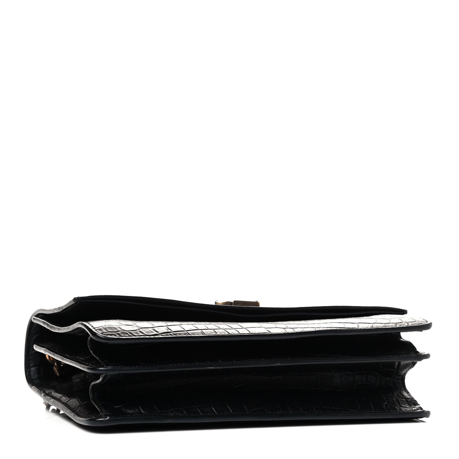 Saint Laurent Calfskin Crocodile Embossed Monogram Medium Sunset Black 3 of 4