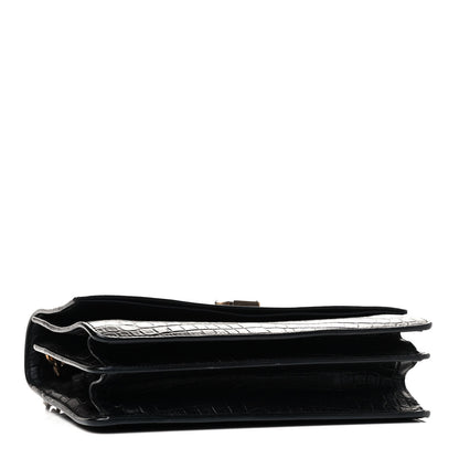 Saint Laurent Calfskin Crocodile Embossed Monogram Medium Sunset Black 3 of 4