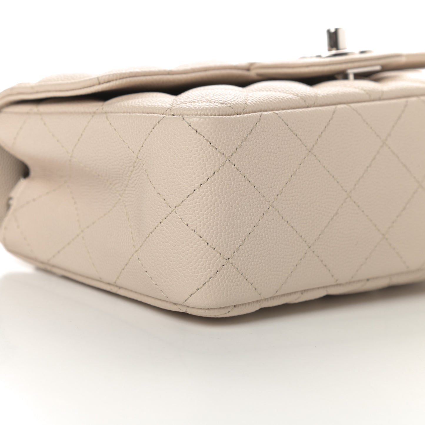 Caviar Quilted Mini Rectangular Flap Light Beige