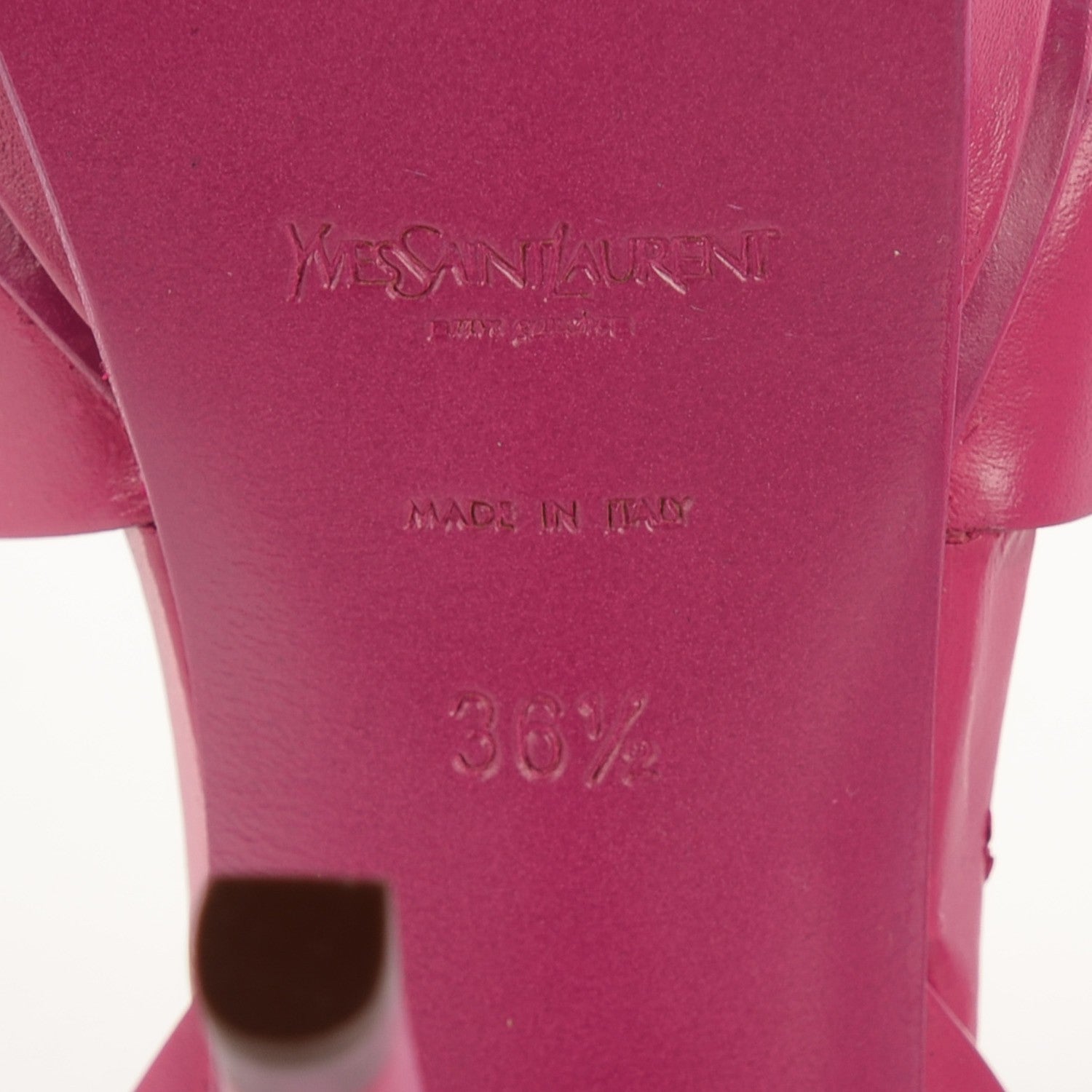 Saint Laurent Calfskin Tribute 105 Platform Sandals 36.5 Cuoio Paint Fuxia Fuchsia 6 of 8