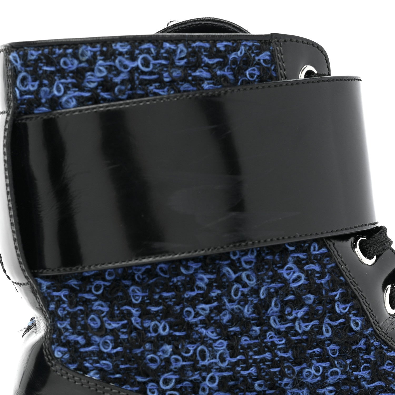Louis Vuitton Tweed Calfskin Wonderland Ranger Boots 37.5 Blue Black 12 of 15