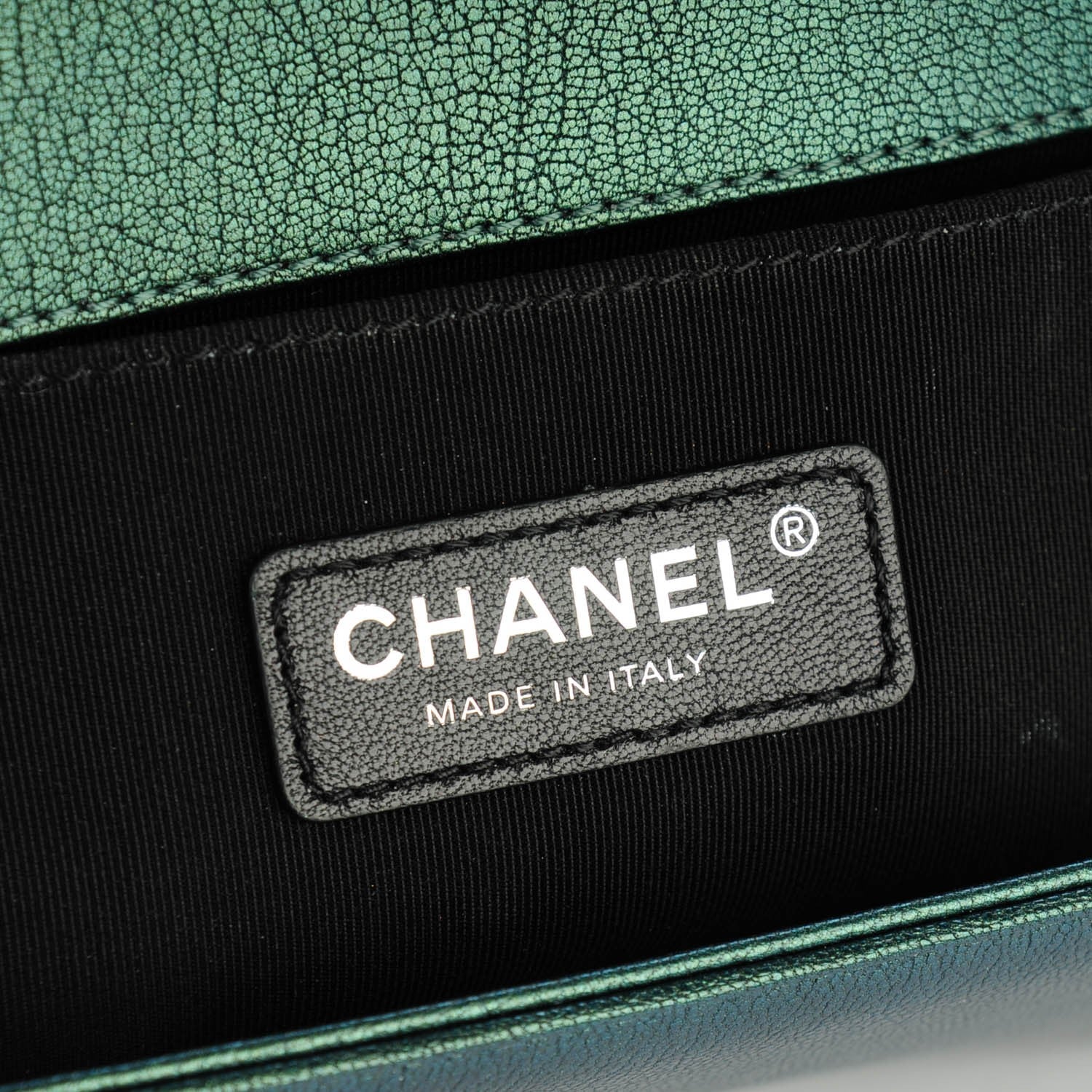 Chanel Iridescent Goatskin Quilted Medium Boy Flap Green 6 of 7
