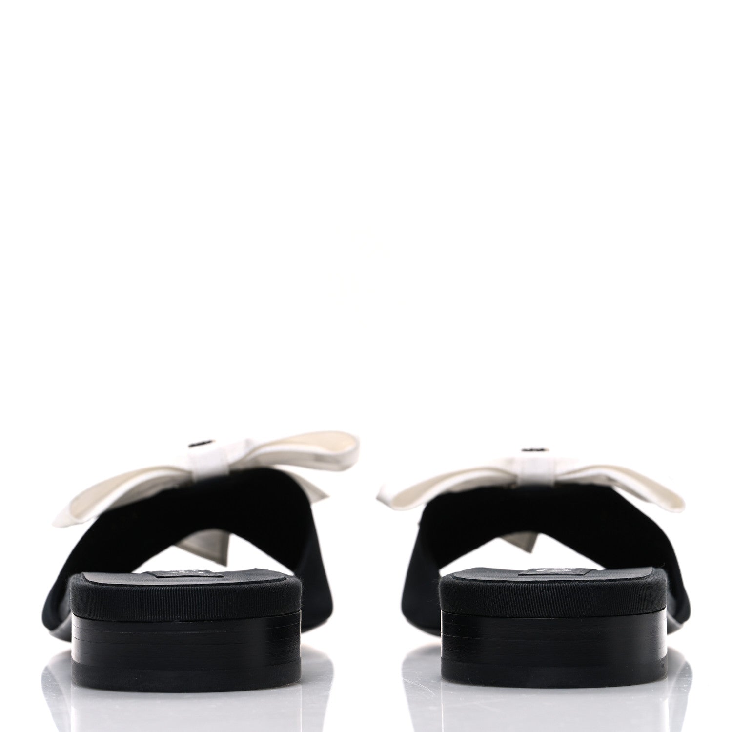 Chanel Silk Bow CC Mules 41 Black White 6 of 11