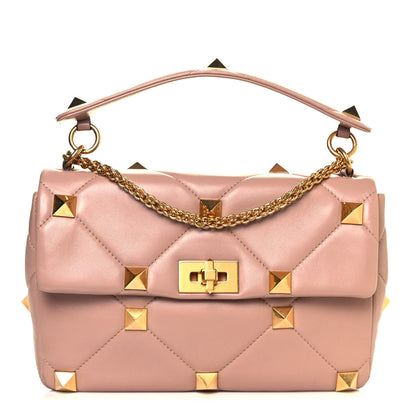 Valentino Garavani Nappa Large Roman Stud Shoulder Bag Rose Cannelle 1 of 13