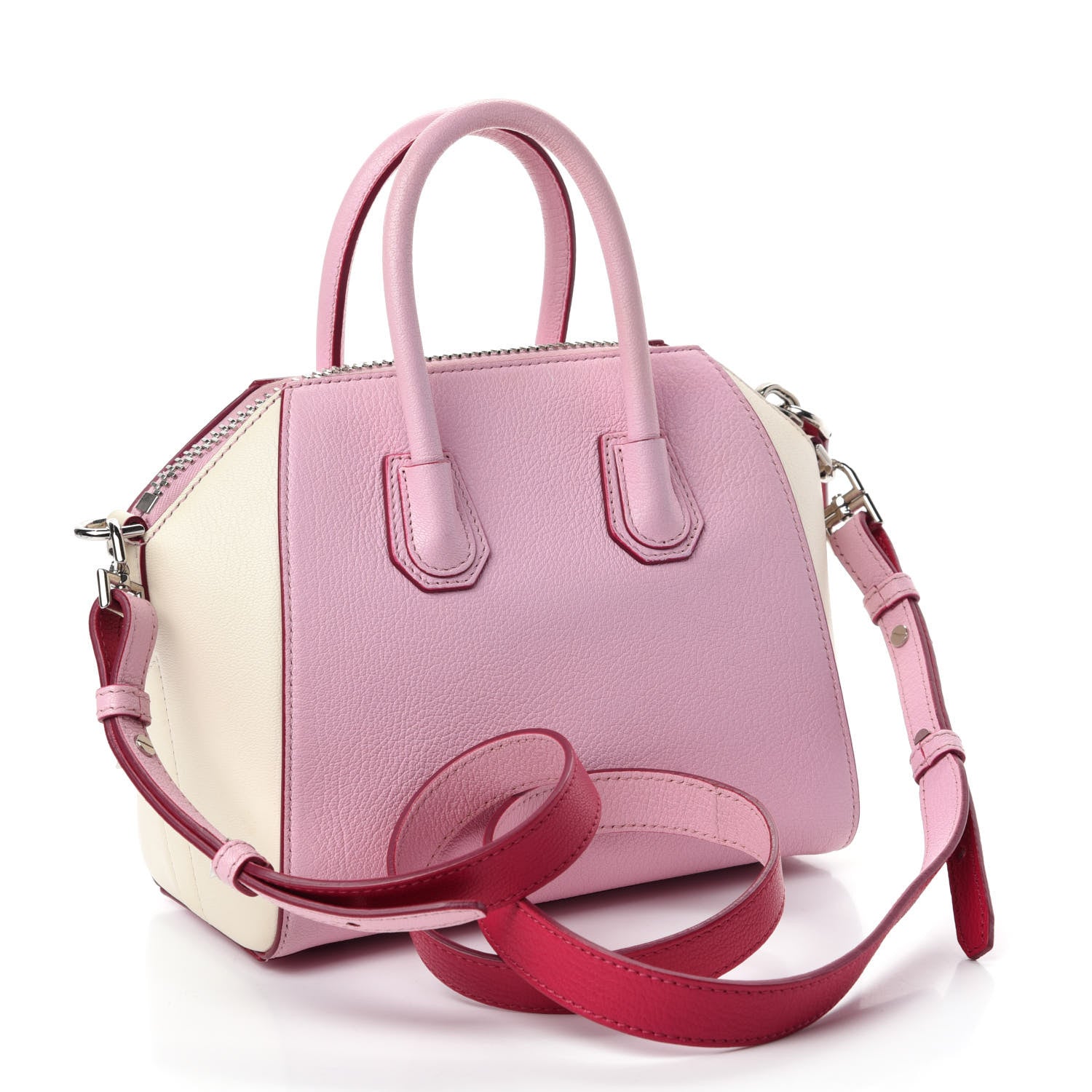 Givenchy Sugar Goatskin Mini Tri-Color Antigona Bright Pink White Fuchsia 3 of 10