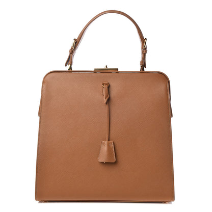 Prada Saffiano Lux Framed Bag Caramel 1 of 8
