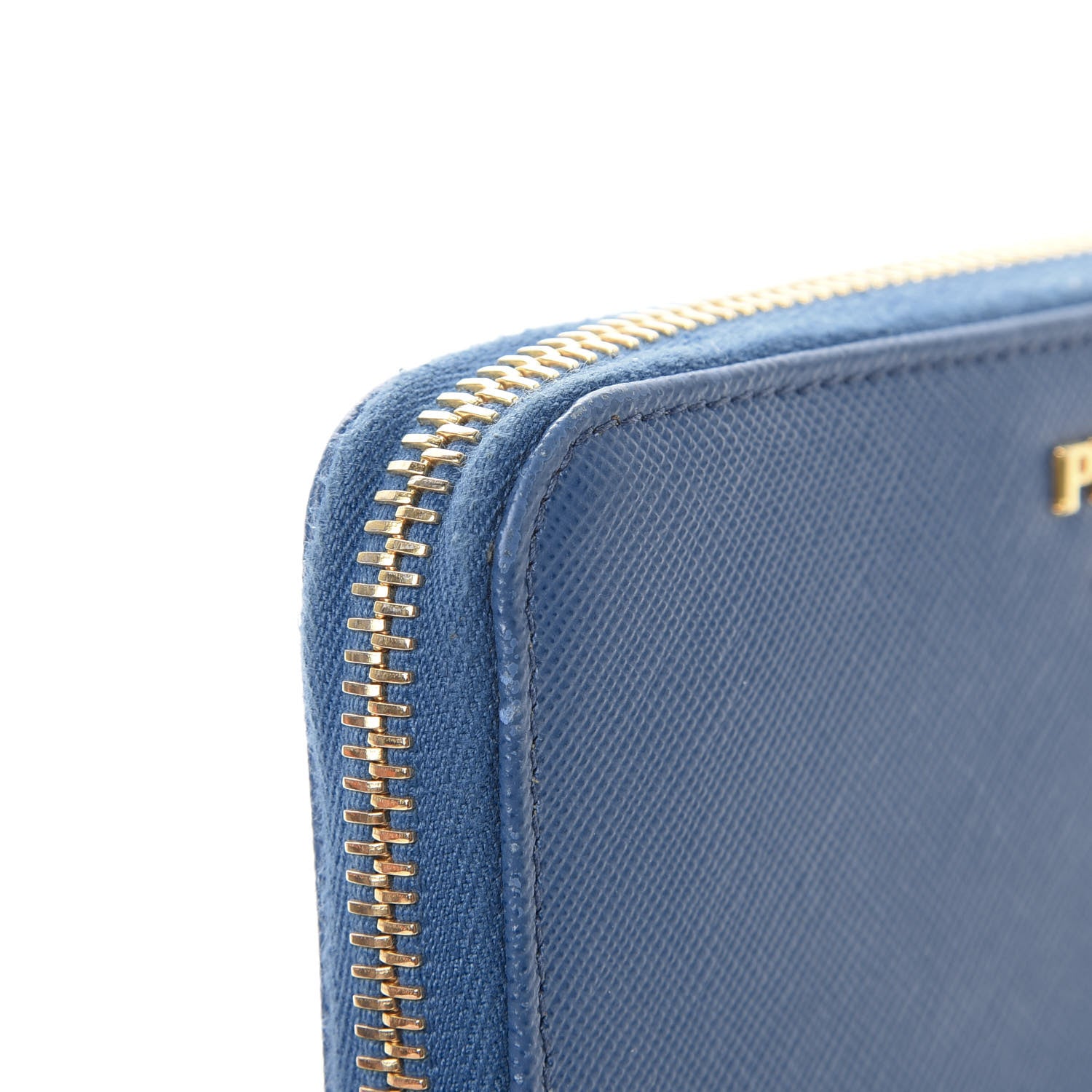 Prada Saffiano Zip Around Wallet Cobalto 10 of 14