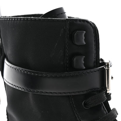 Prada Spazzolato Rois Re-Nylon Metal Triangle Logo Monolith Pouch Pocket 55mm Boots 36 Black 10 of 15
