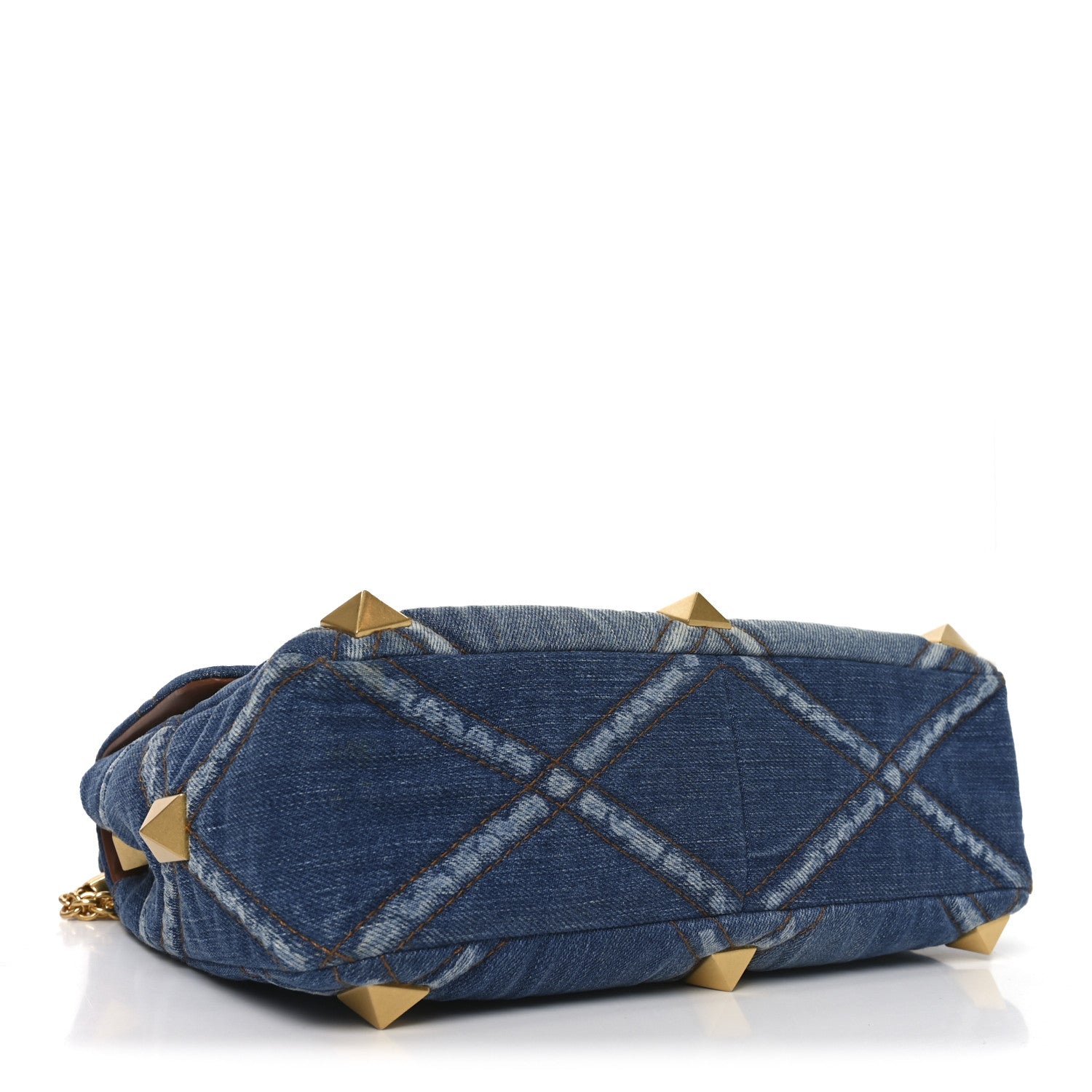 Valentino Garavani Denim Large Roman Stud Shoulder Bag Light Denim Selleria 4 of 9