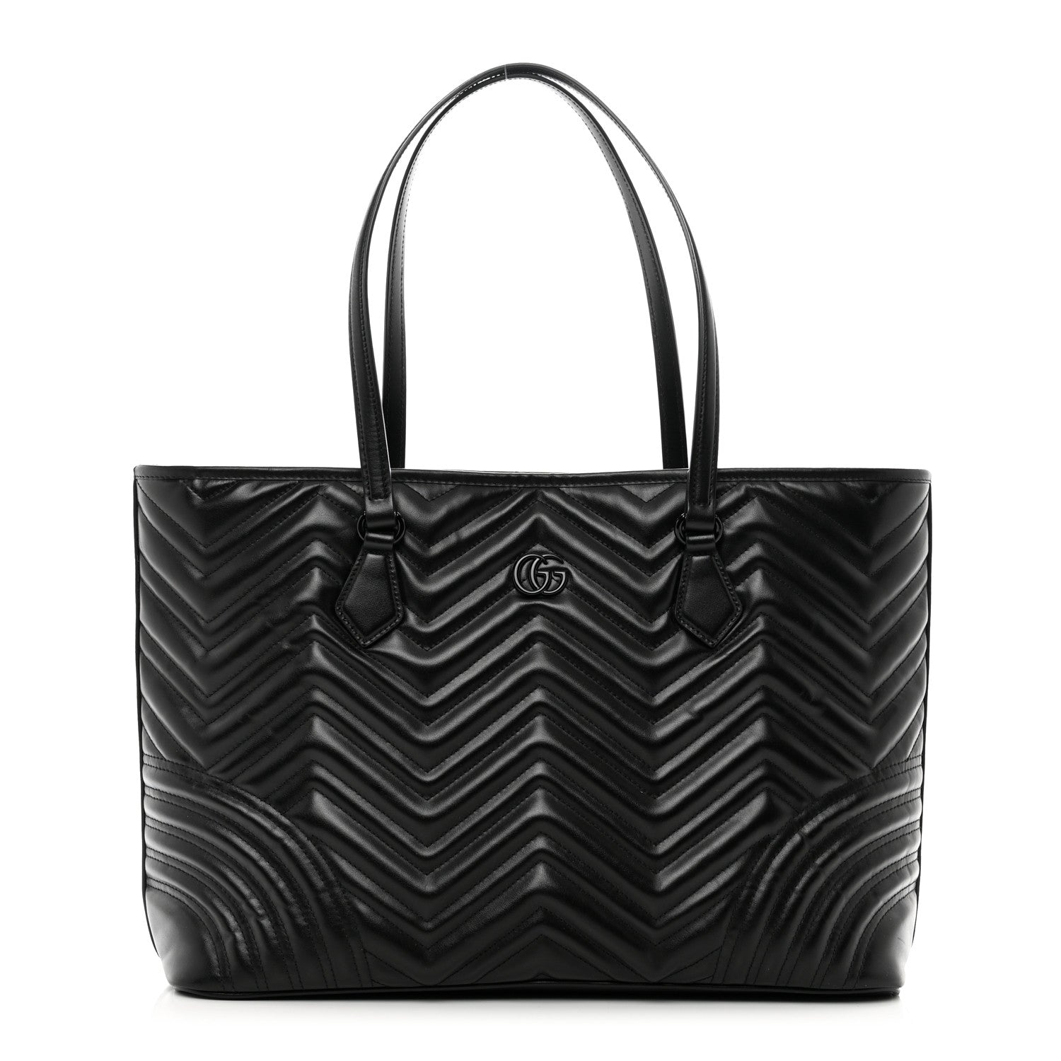 Gucci Calfskin Matelasse Monochrome Large GG Marmont Tote Bag Black 1 of 9