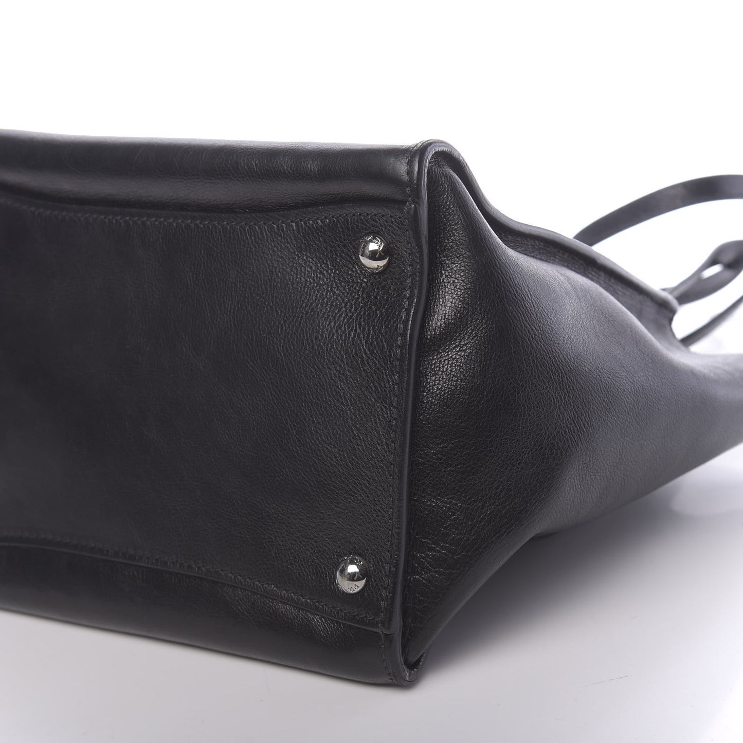 Glace Calf Small Twin Pocket Tote Black