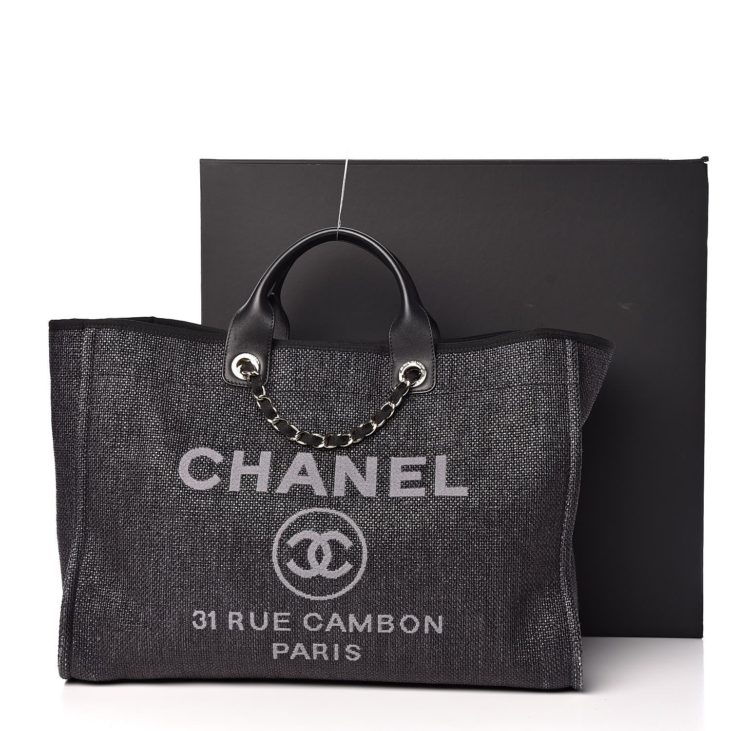 Chanel Woven Straw Raffia Large Deauville Tote Black 11 of 11