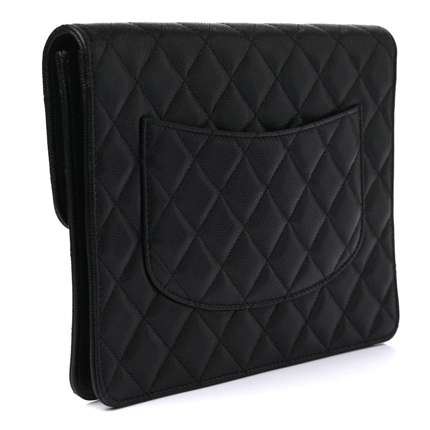 Caviar Quilted Square Flap Clutch Black