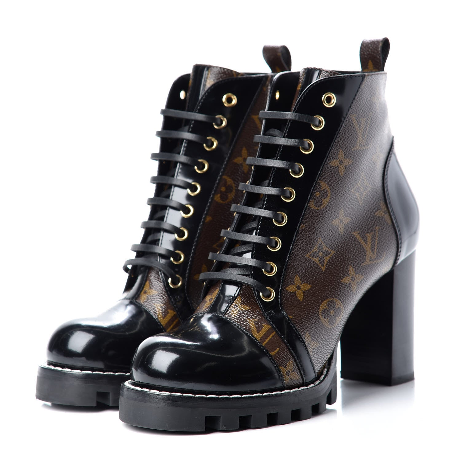 Louis Vuitton Patent Calfskin Monogram Star Trail Ankle Boots 41 Black 3 of 13