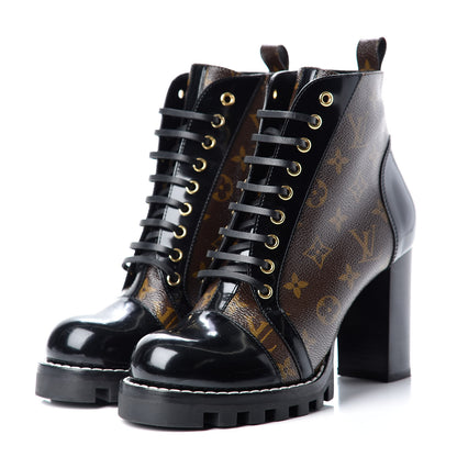 Louis Vuitton Patent Calfskin Monogram Star Trail Ankle Boots 41 Black 3 of 13