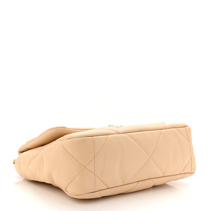 Chanel Shiny Goatskin Quilted Medium Chanel 19 Flap Beige 4 of 10