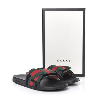 Gucci Satin Web Bow Slide Sandals 41 Black 13 of 13