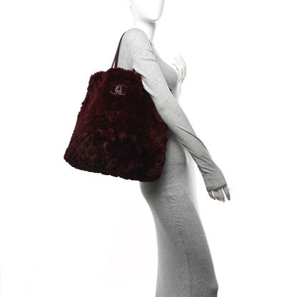 Chanel Rabbit Fur Quilted Pattern Shopping Tote Burgundy 2 of 11