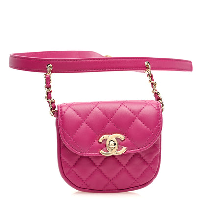 Chanel Tweed Lambskin Quilted Waist Bag With Coin Purse Fuchsia 1 of 10