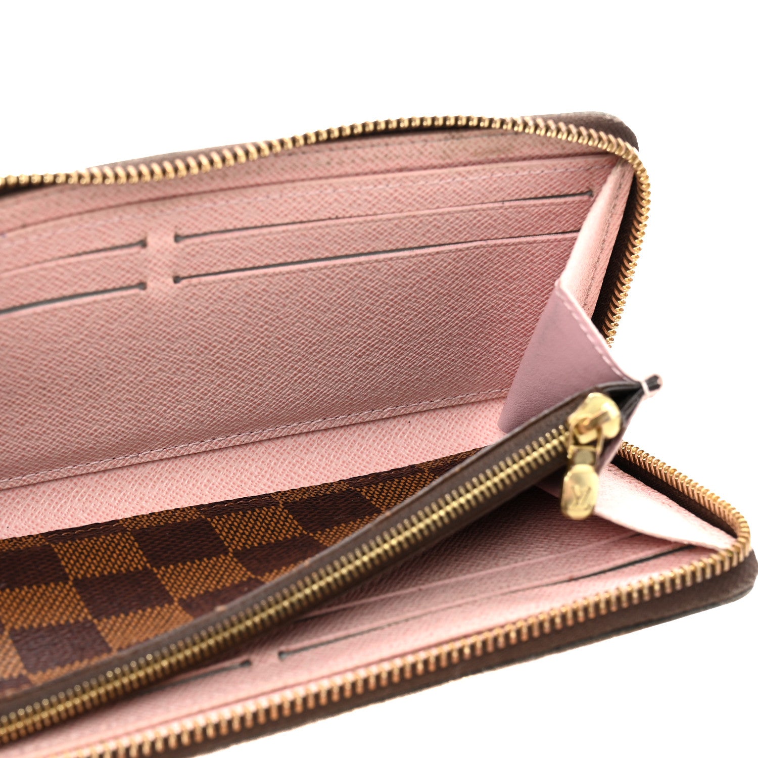 Louis Vuitton Damier Ebene Clemence Wallet Rose Ballerine 5 of 12