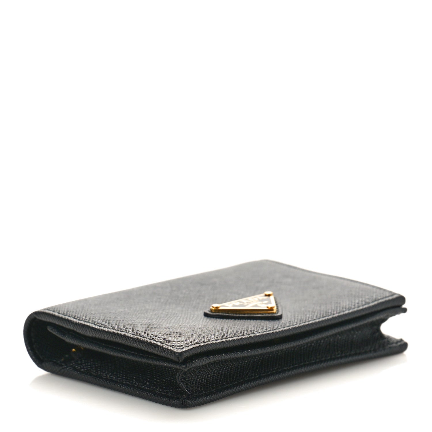 Prada Saffiano Triangle Bi-Fold Wallet Black 4 of 7