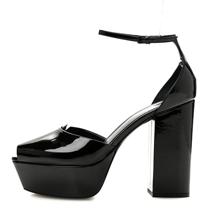 Saint Laurent Patent Farrah 80 Platform Sandals 40 Black 1 of 10