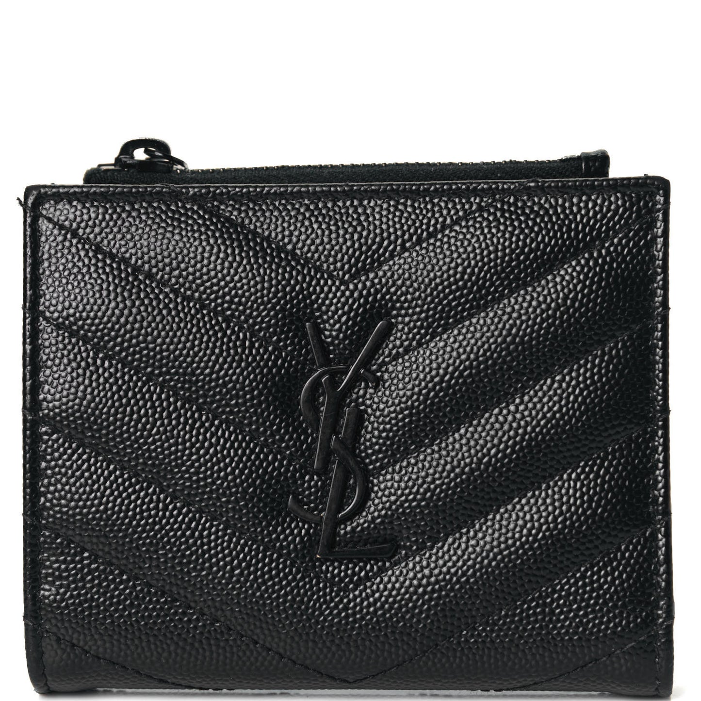Grain De Poudre Matelasse Chevron Monogram Zipped Card Case Black