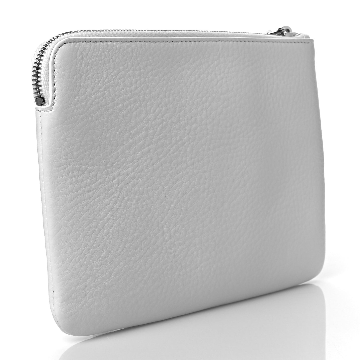 Calfskin Logo M Everyday Pouch White