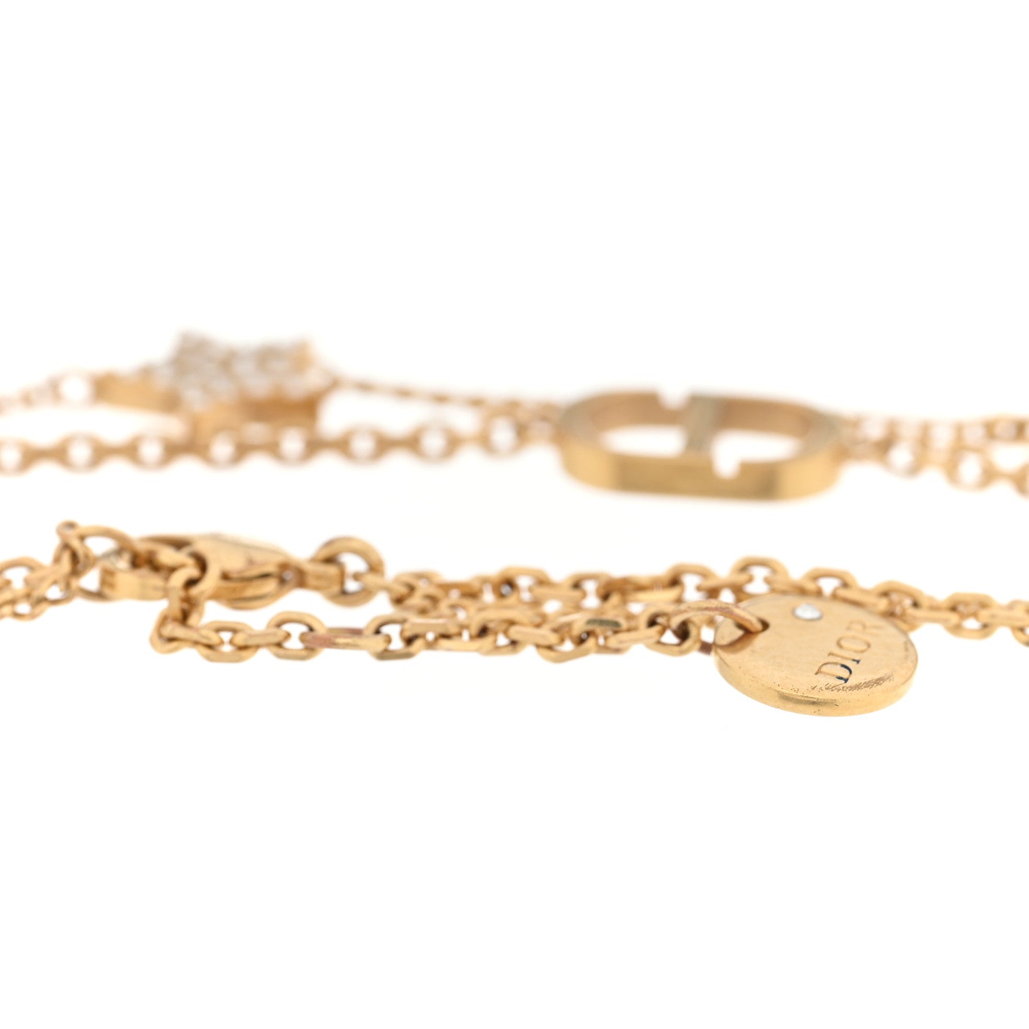 Christian Dior Metal Crystal Petit CD Double Bracelet Gold 4 of 4