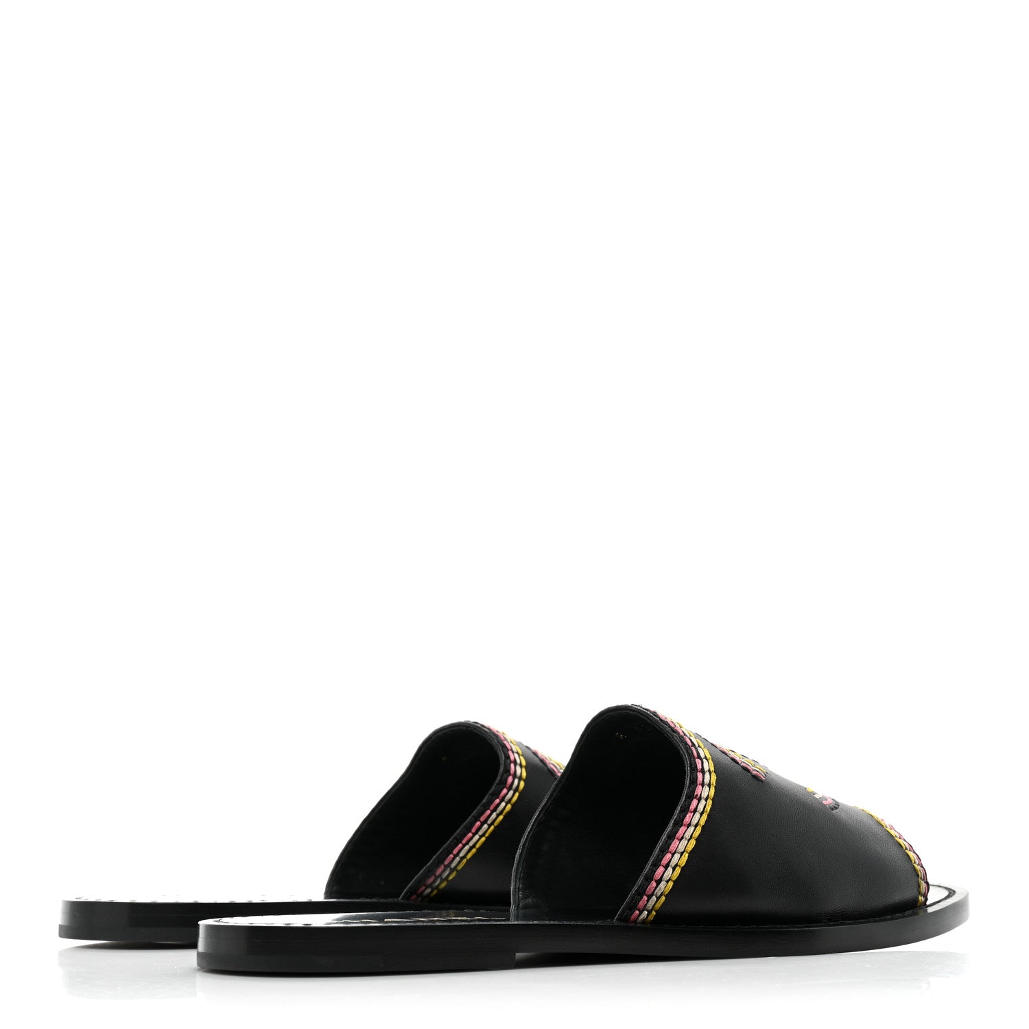 Chanel Calfskin Embroidered CC Sandal Mule 38 Black 4 of 9