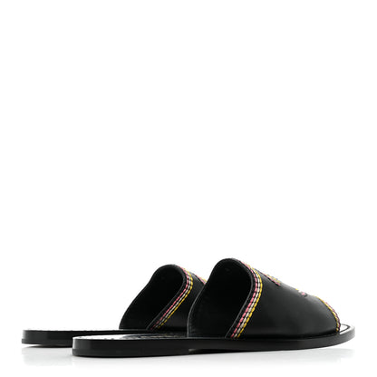 Chanel Calfskin Embroidered CC Sandal Mule 38 Black 4 of 9