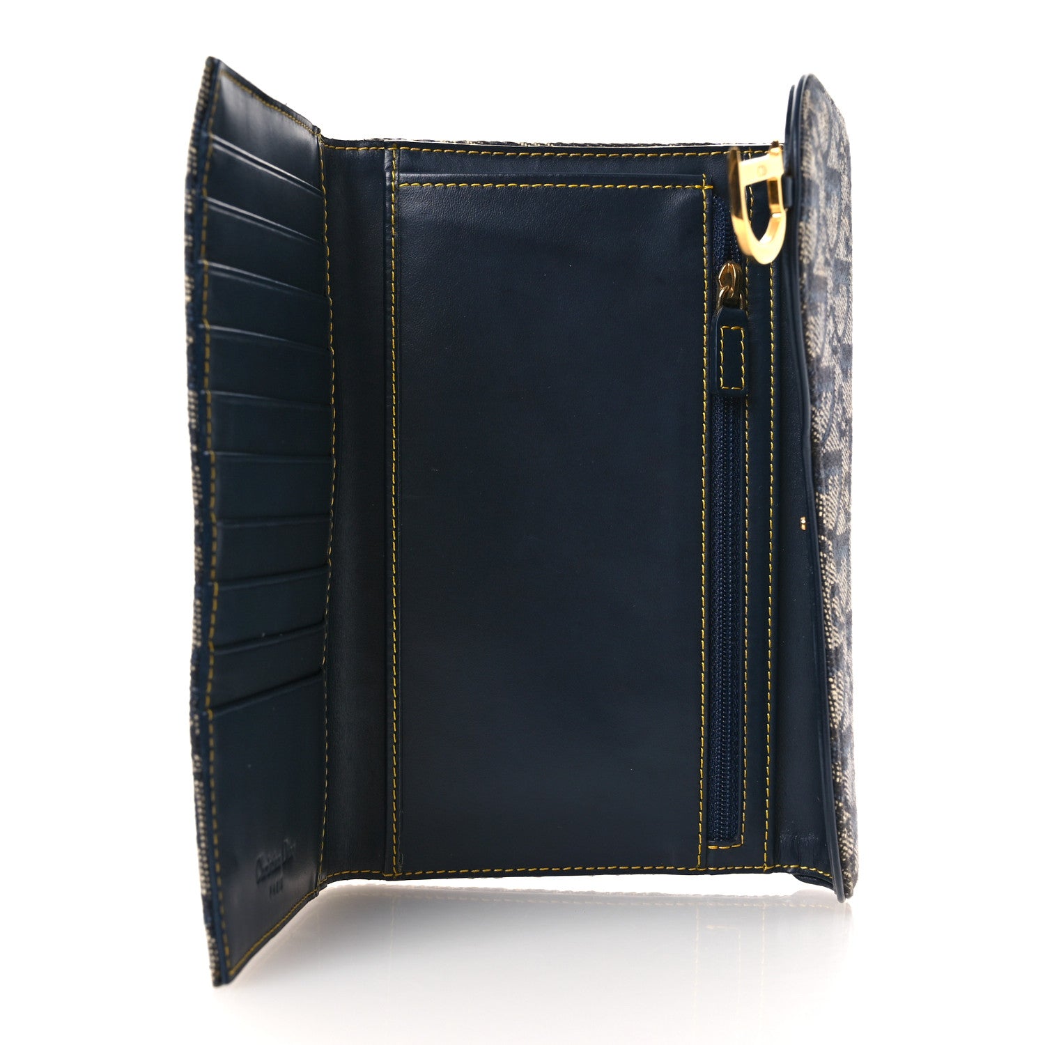 Christian Dior Monogram Saddle Large Zipped Wallet Blue 5 of 7