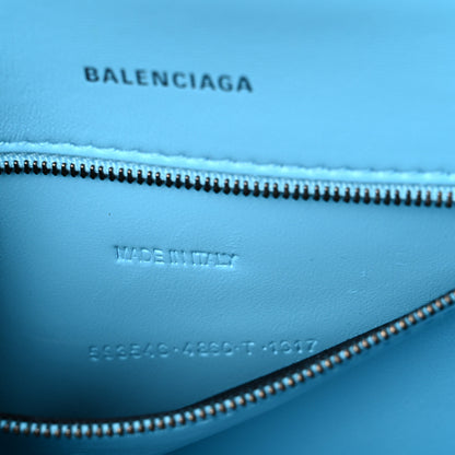 Balenciaga Shiny Calfskin Python Effect Small Hourglass Top Handle Bag Azur Black 7 of 18