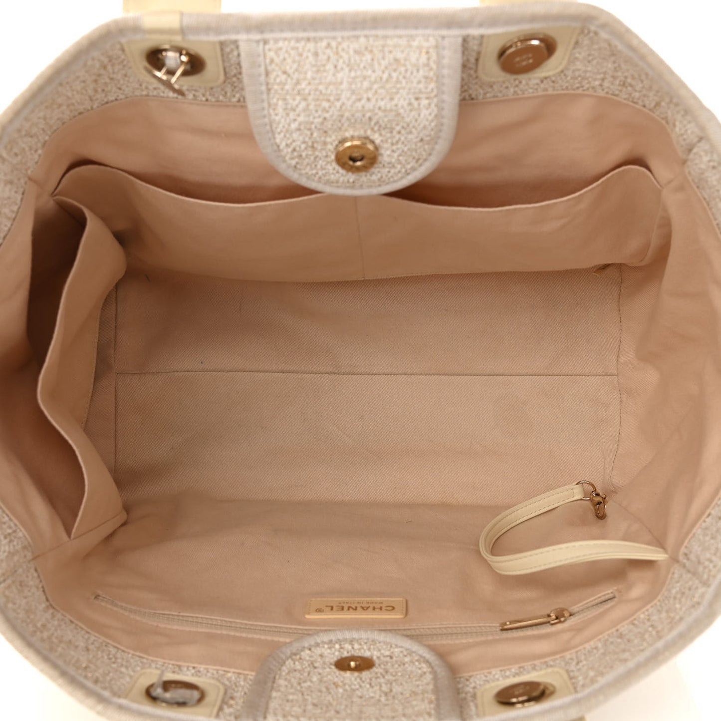 Lurex Boucle Medium Deauville Tote White