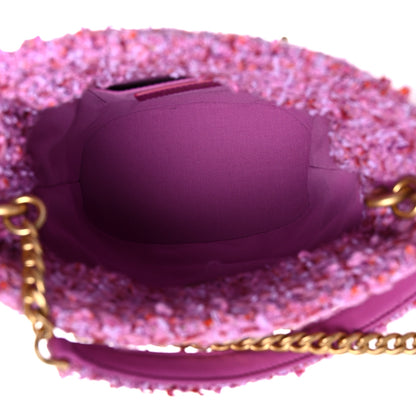Chanel Tweed Enamel Quilted Pending CC Bucket Drawstring Bag Light Purple Pink Red 5 of 12