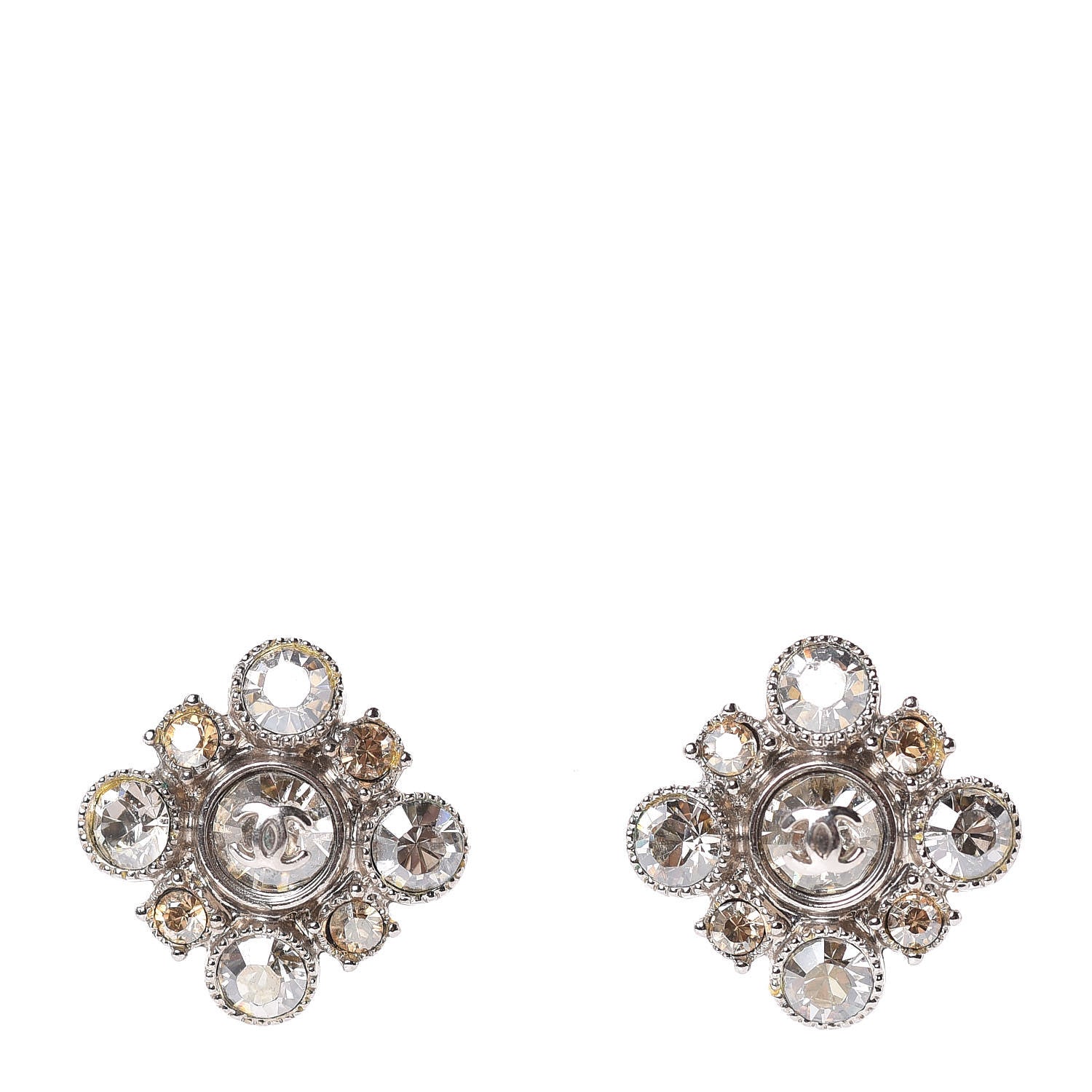 Chanel Crystal CC Earrings Silver 1 of 4