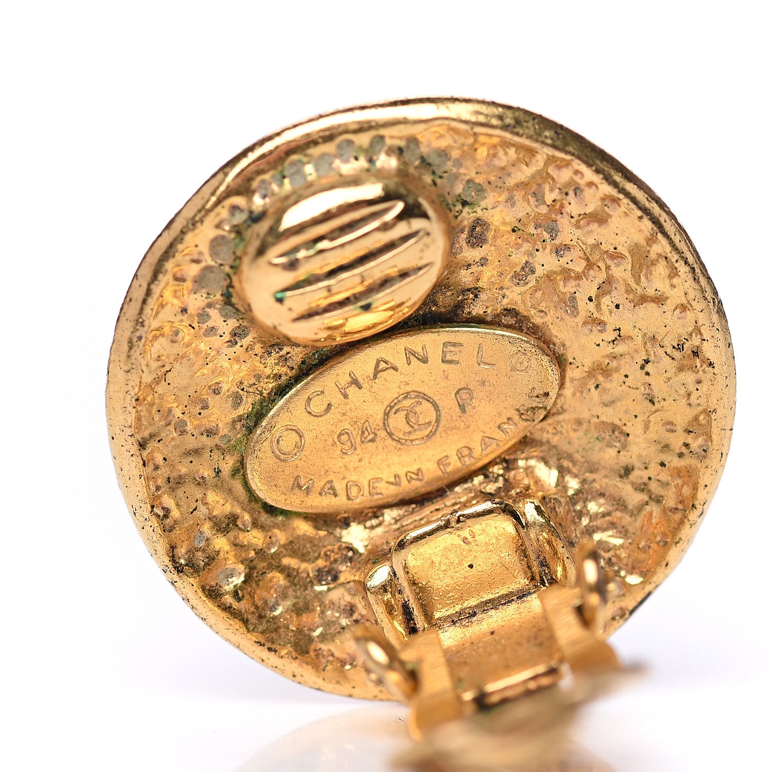Chanel CC Button Clip On Earrings Gold 3 of 4