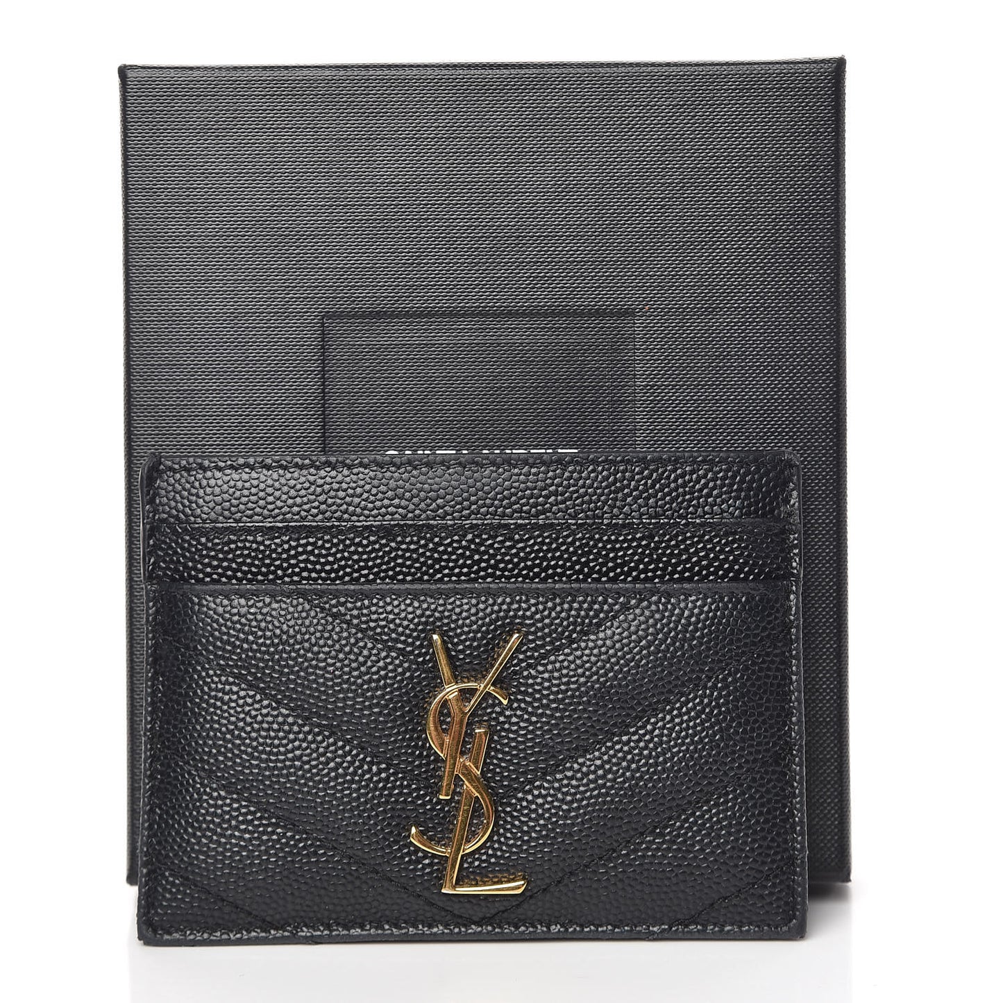 Grain De Poudre Matelasse Chevron Monogram Credit Card Case Black