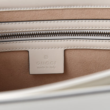 Gucci Calfskin Sylvie Web Small Queen Margaret Top Handle Bag White 8 of 10