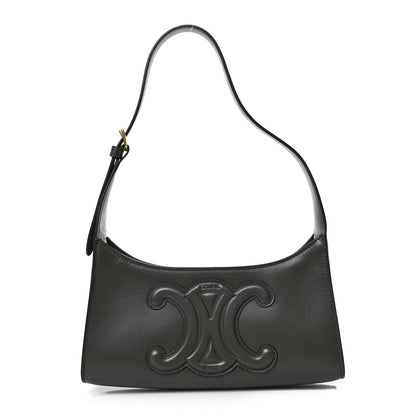 Celine Smooth Calfskin Cuir Triomphe Shoulder Bag Dark Army 1 of 8