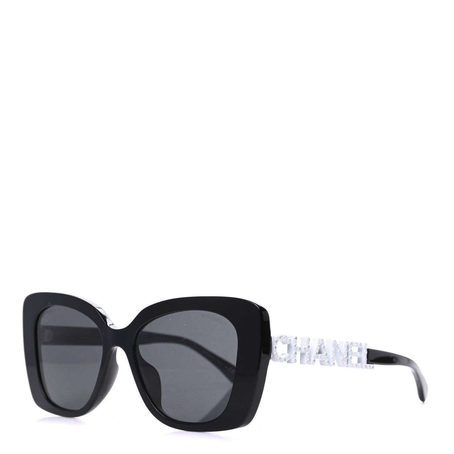 Acetate Strass Square Sunglasses 5422-B-A Black White