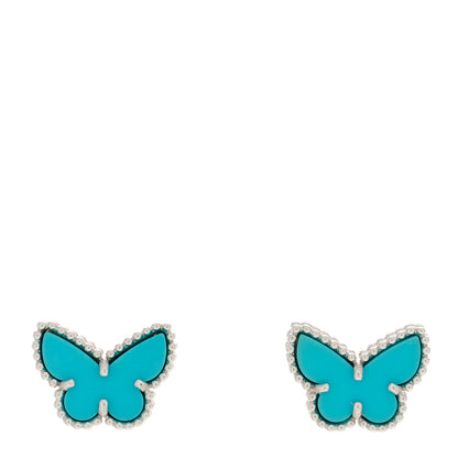 Van Cleef & Arpels 18K White Gold Turquoise Sweet Alhambra Butterfly Earrings 1 of 5