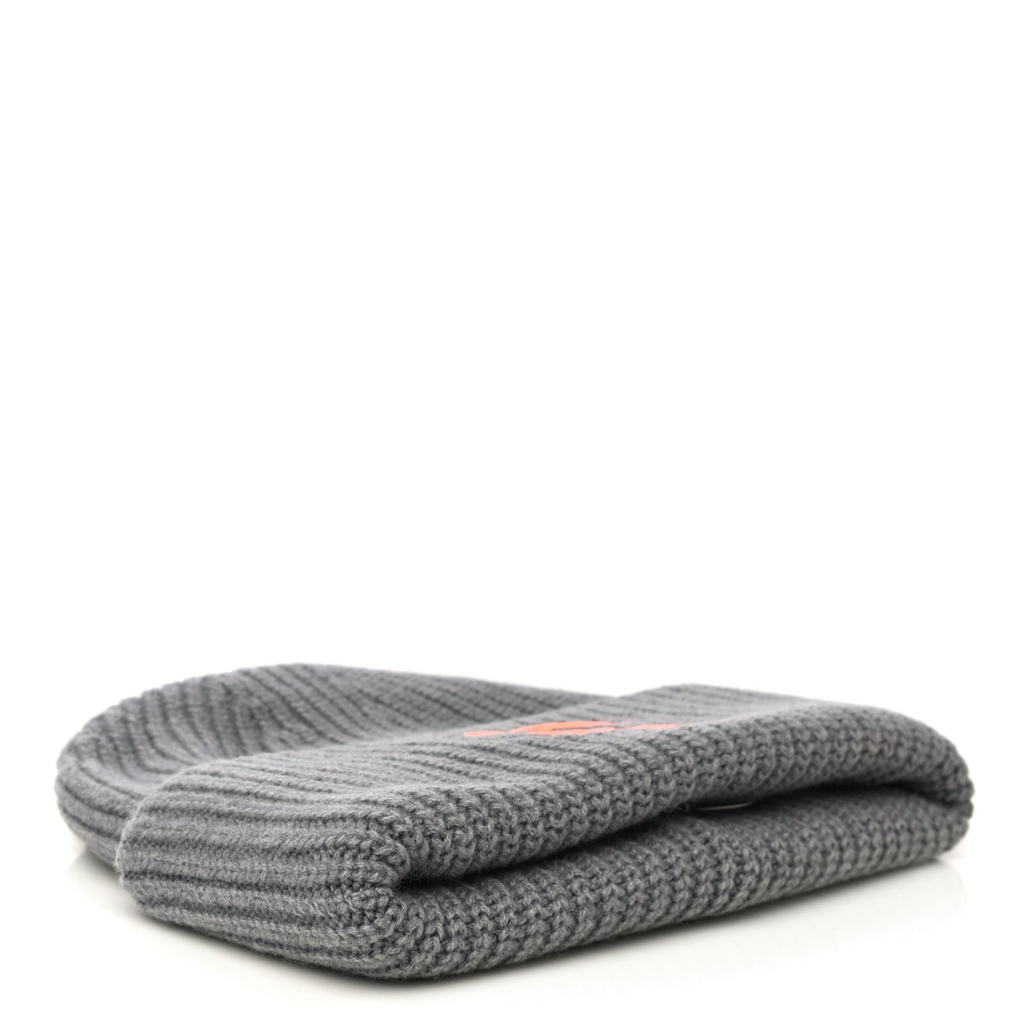Chanel Wool Cashmere CC Beanie Hat Grey Orange 3 of 9