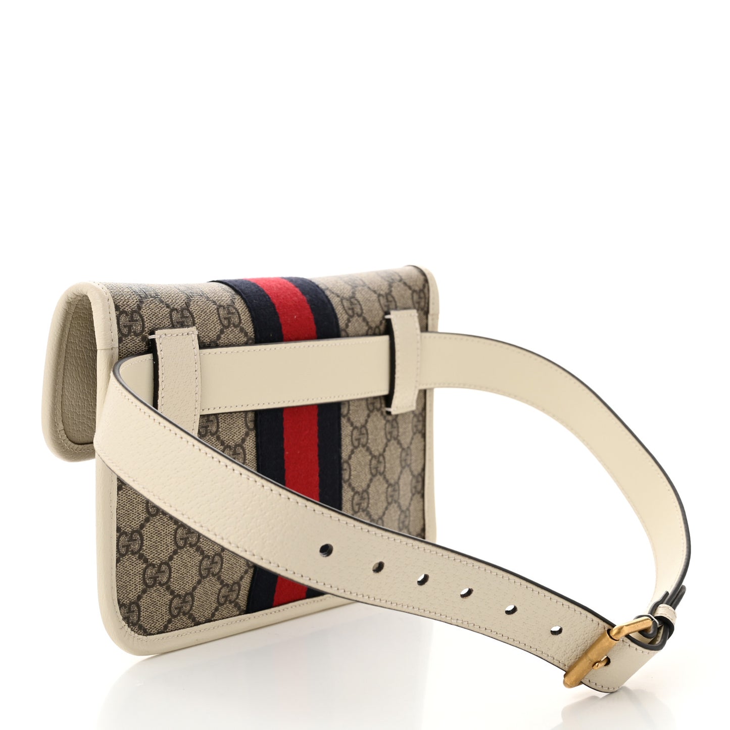 GG Supreme Monogram Web Small Ophidia Belt Bag 80 32 Beige Ebony White