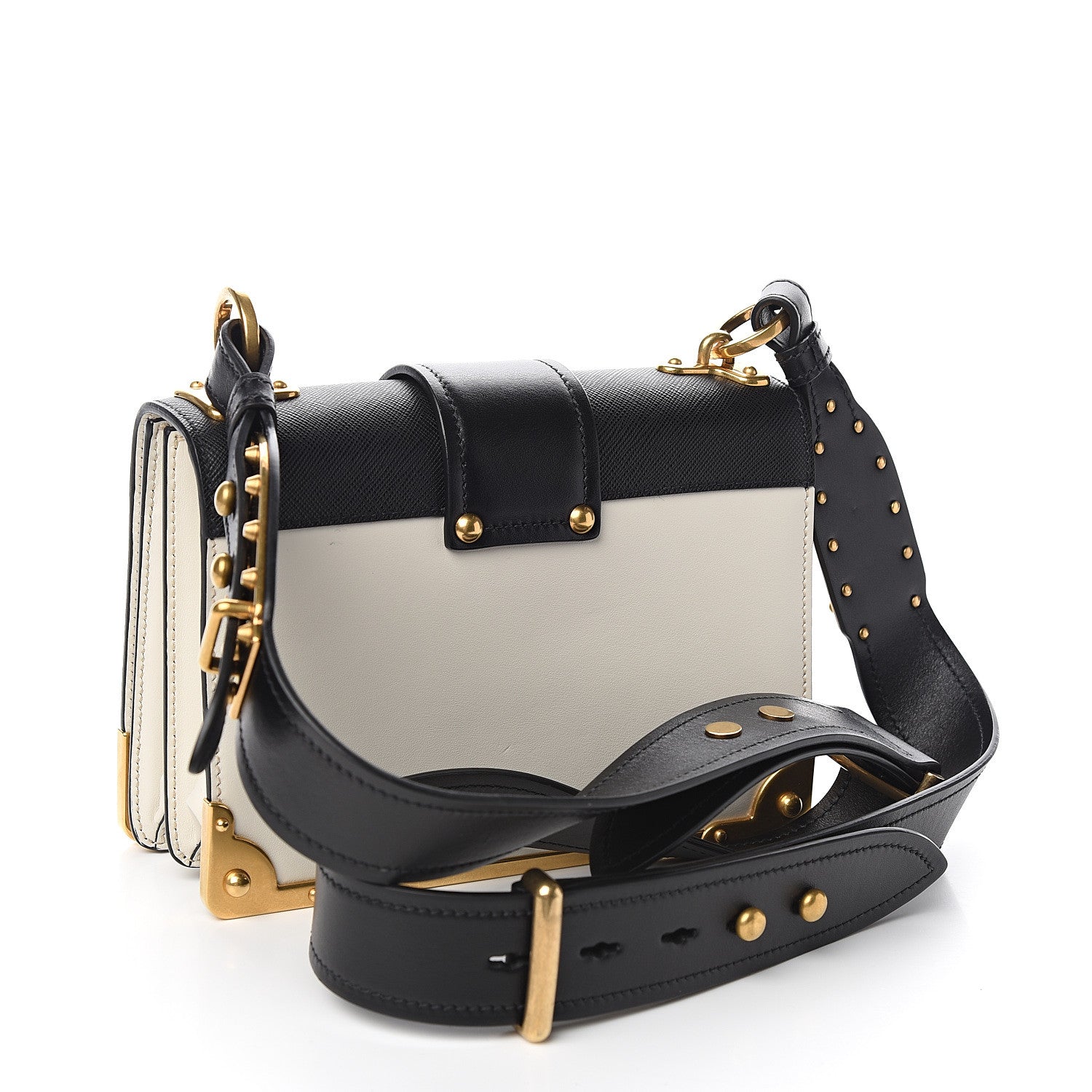 Prada City Calf Saffiano Cahier Bag Talco Black 2 of 8
