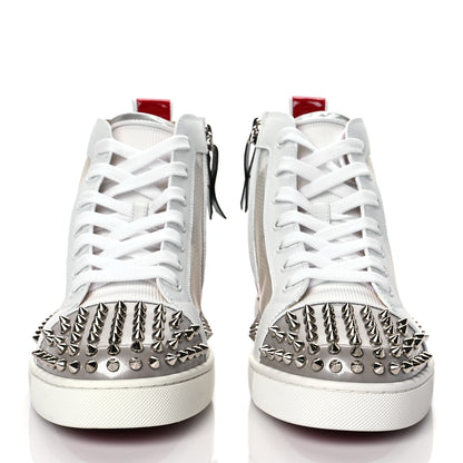 Christian Louboutin Calfskin Perforated Lou Spikes Flat Sneakers 42 White Red 2 of 10