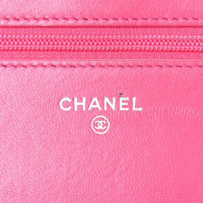 Chanel Lambskin Quilted Wallet On Chain WOC Pink 15 of 19