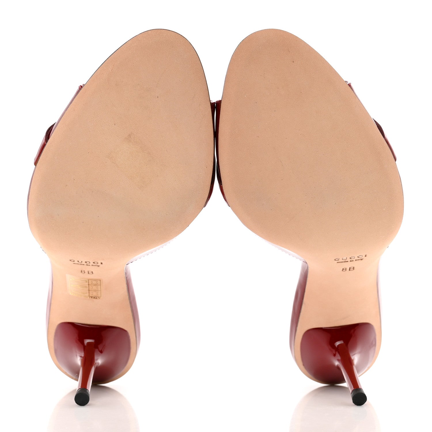 Gucci Patent Calfskin Horsebit Mid Heel Slides 8 Red 5 of 8