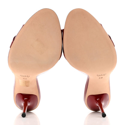 Gucci Patent Calfskin Horsebit Mid Heel Slides 8 Red 5 of 8